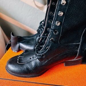 ACME Vintage Kiltie Black Lace Up Boots